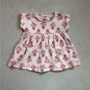 Tea Collection Blush Dress with Red Floral Design